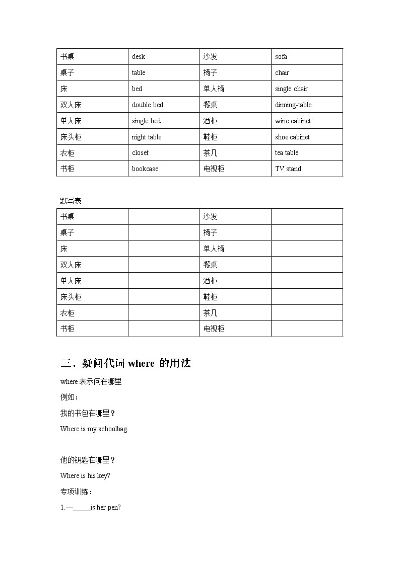 Unit 4七年级英语上册语法精讲+课内知识拓展+课后精准练习(人教版)第2页