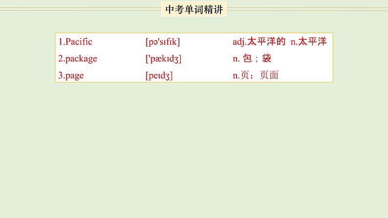 首字母为P的单词精讲-中考英语1600个单词用法精讲 课件03