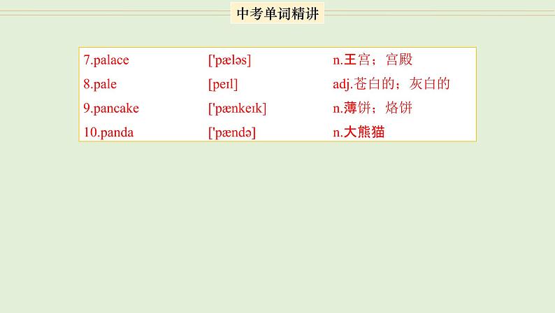 首字母为P的单词精讲-中考英语1600个单词用法精讲 课件08
