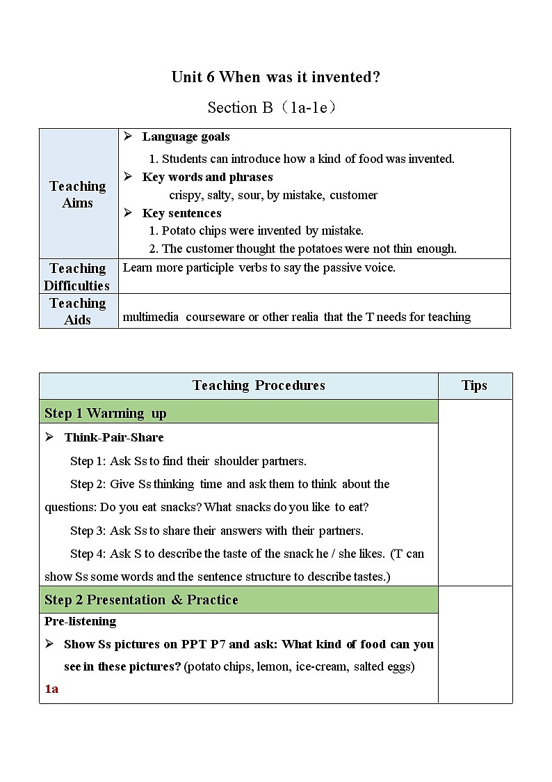 人教新目标 (Go for it) 版英语九年级 Unit 6 Section B (1a-1e) PPT课件+教案+导学案01