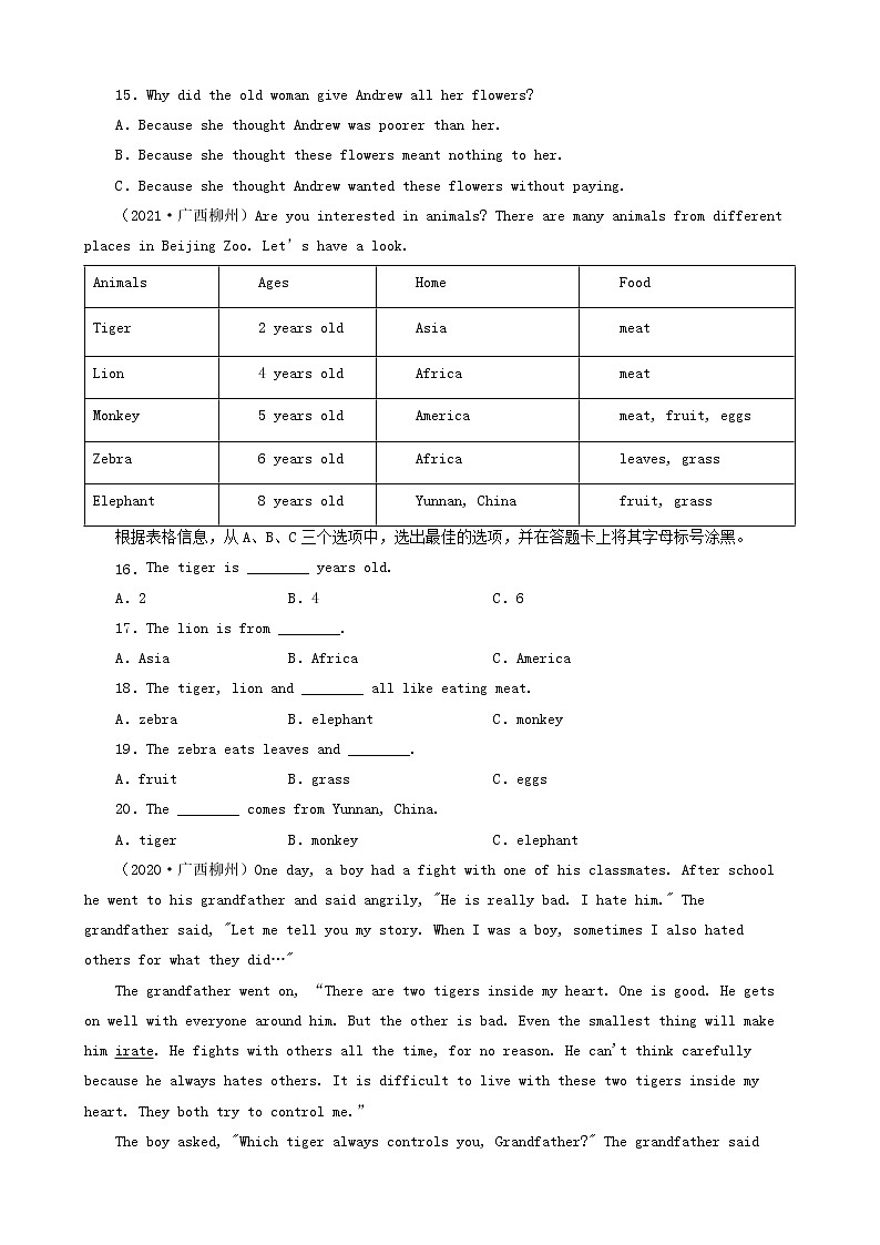 广西柳州三年(2020-2022)中考英语真题分题型分层汇编-03阅读单选&阅读判断&阅读还原第3页