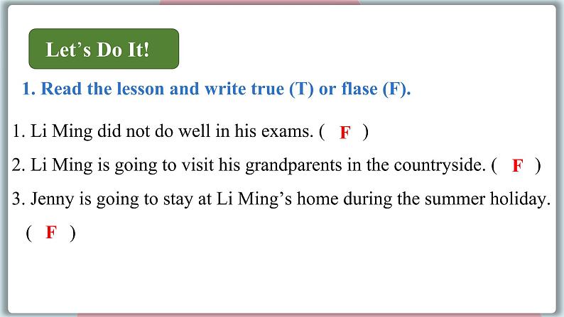 2022--2023学年冀教版七年级英语下册-Unit 8 Lesson 48 Li Ming's Summer Holiday(课件+素材)07