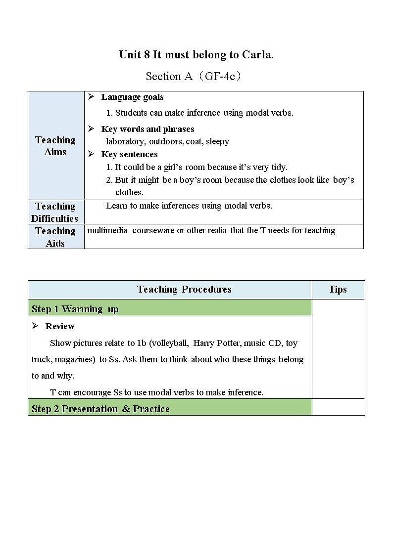 人教版九年级全一册英语Unit 8 Section A(GF-4C)课件+教案01