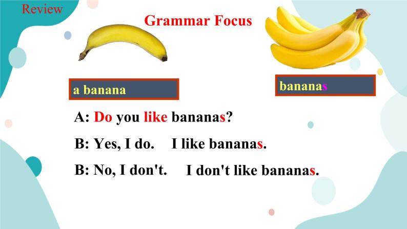 人教版新目标7年级上册英语Unit6 Do you like bananas SectionAGrammar focus -3c课件+教案+练习05