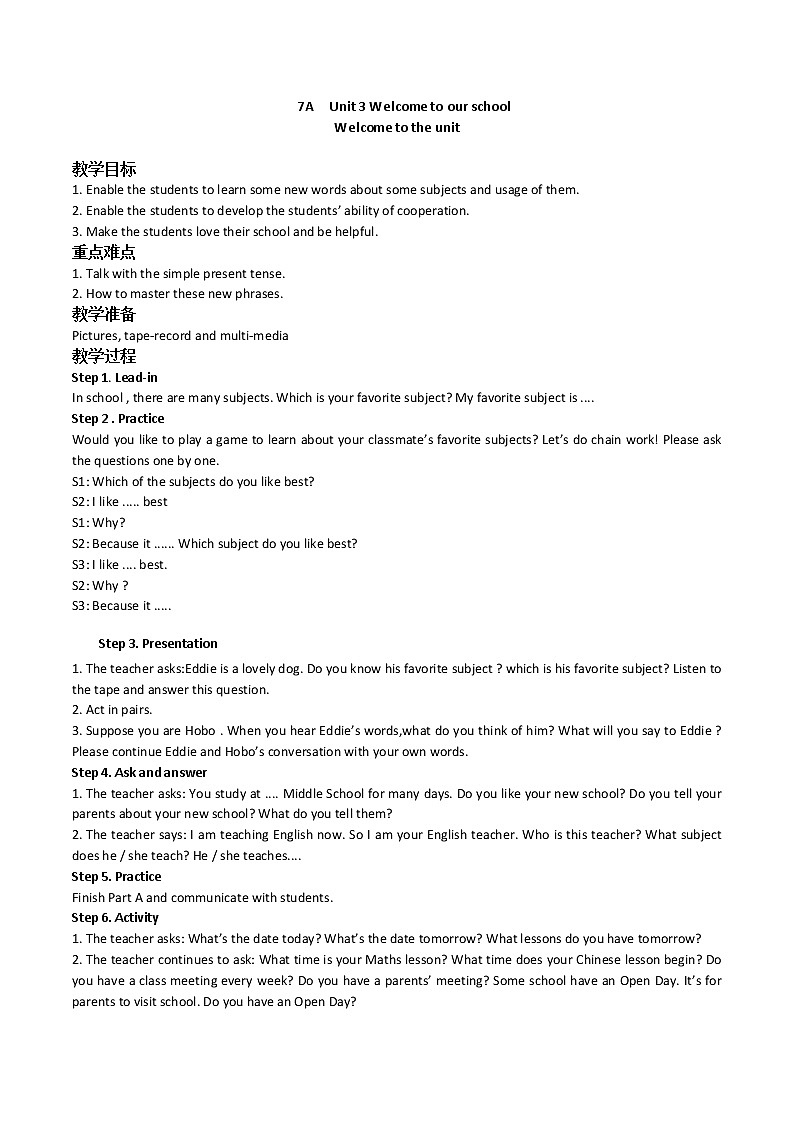 Unit3 Welcome to the unit第1页