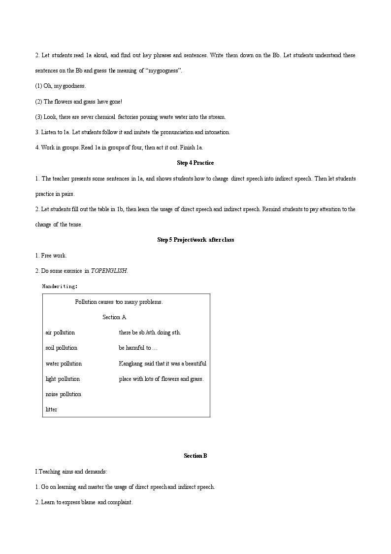 Unit 2 Topic 1Pollution causes too many problems.SectionABCD教案02