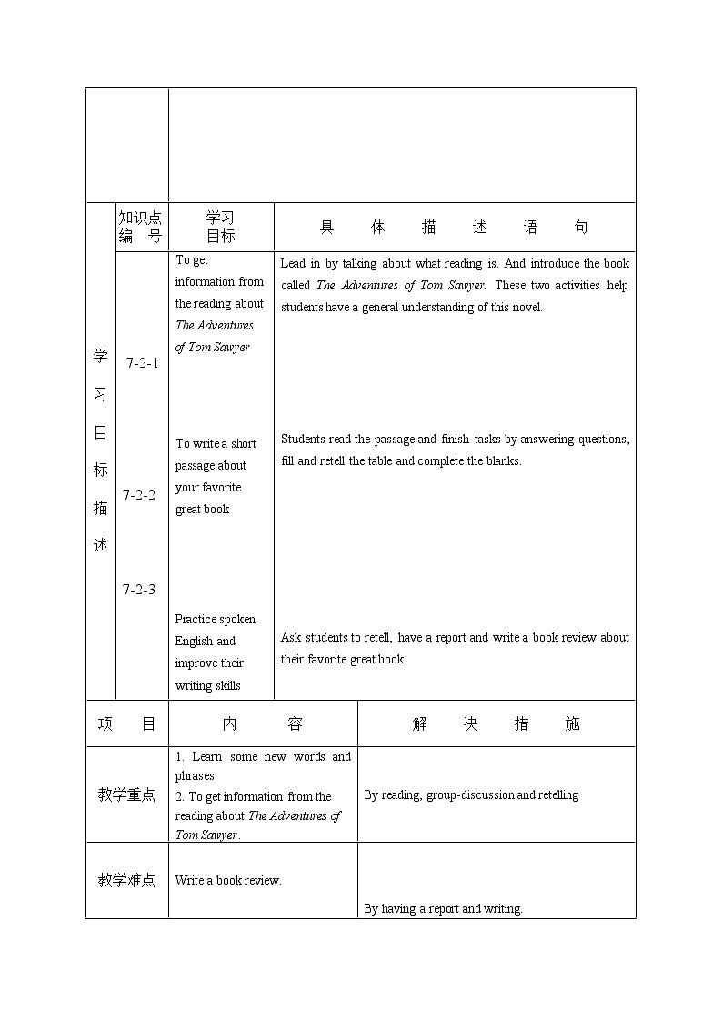 Module 7 Unit 2 It is still read and loved 教案(表格式)02