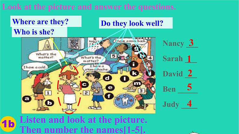 英语人教版八年级下册同步教学课件unit 1 what 's the matter sectiona(1a-2c)第5页