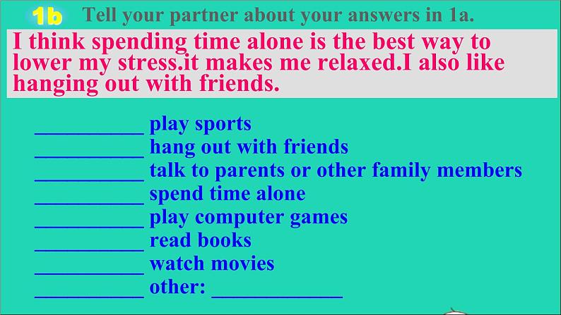 英语人教版八年级下册同步教学课件unit 4 why don’t you talk to your parents sectionb1(1a-1e)第8页