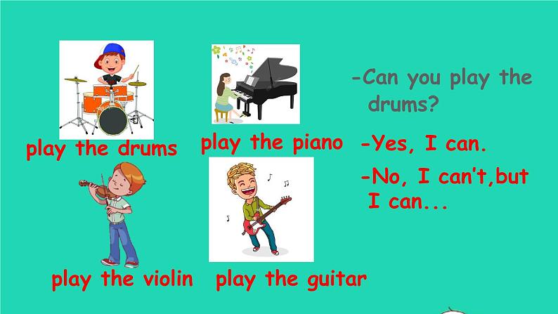 英语人教版七年级下册同步教学课件unit 1 can you play the guitar section b(2a-2c)04