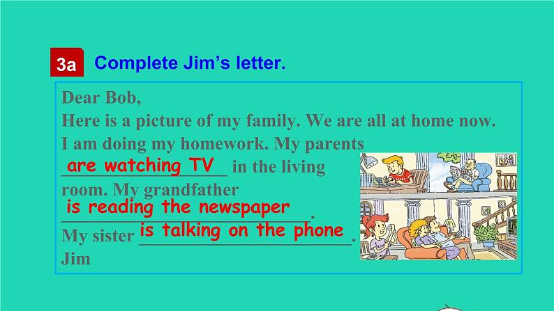英语人教版七年级下册同步教学课件unit 6 i 'm watching tv sectionb(3a-selfcheck)第6页