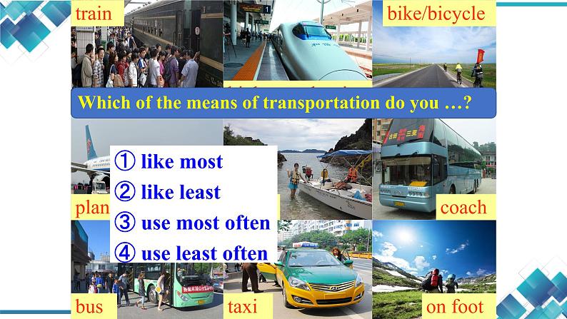 初中英语外研版九年级下册Module 1 Travel Unit 1 We toured the city by bus and by taxi Period 1课件第3页