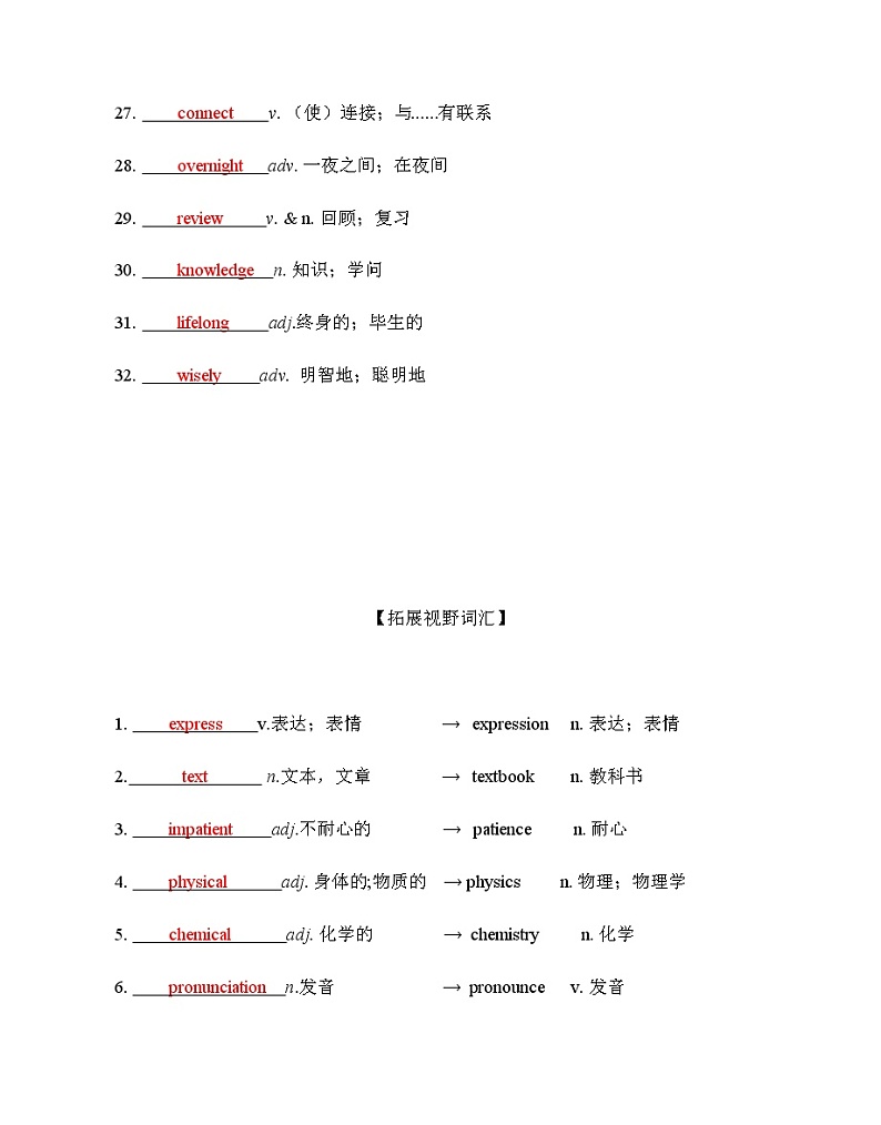 Unit 1 How can we become good learners 核心词汇精练 - 九年级全册英语干货拔高秘课(人教版)03