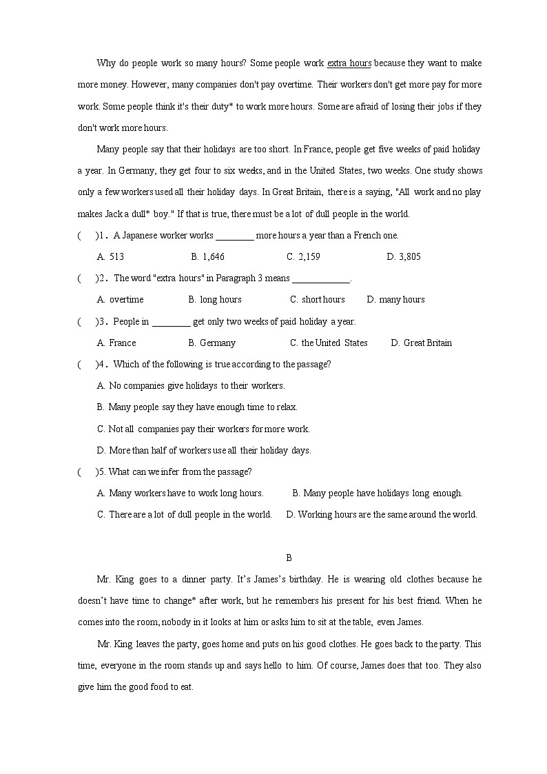 Module 9 – Module 10复习卷2022-2023学年外研版英语七年级上册(含答案)第3页
