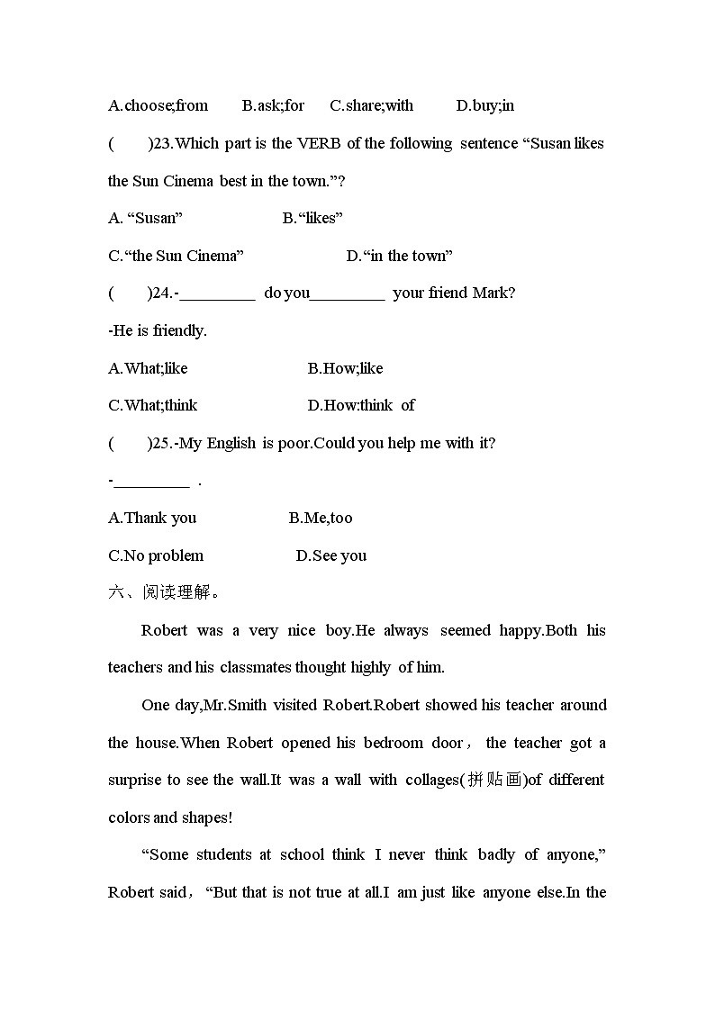 Unit4 Section A(2a-2d)课时训练2022-2023学年人教版英语八年级上册(含答案)03