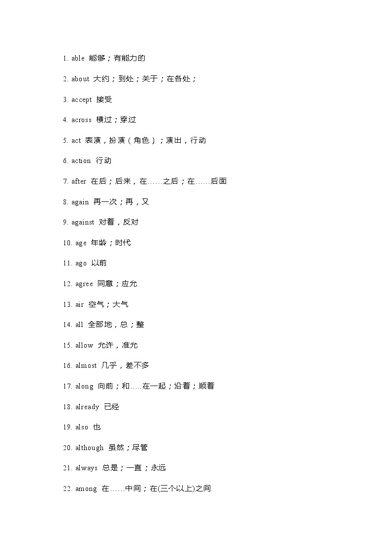 初中英语最重要的530个高频词第1页