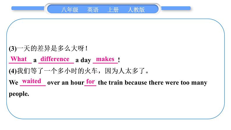 人教版八年级英语上Unit 1 Where did you go on vacation单元写作导航与演练习题课件05