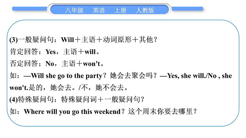 人教版八年级英语上Unit 7 Will people have robots单元语法精讲与精练习题课件第6页