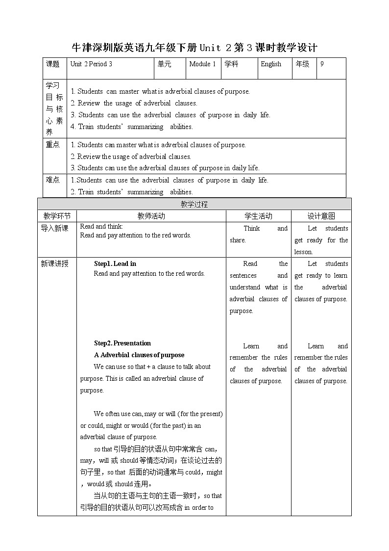 牛津深圳版 九下Module 2 Unit 3 The environment Period 3 Grammar 课件+教案+导学案01