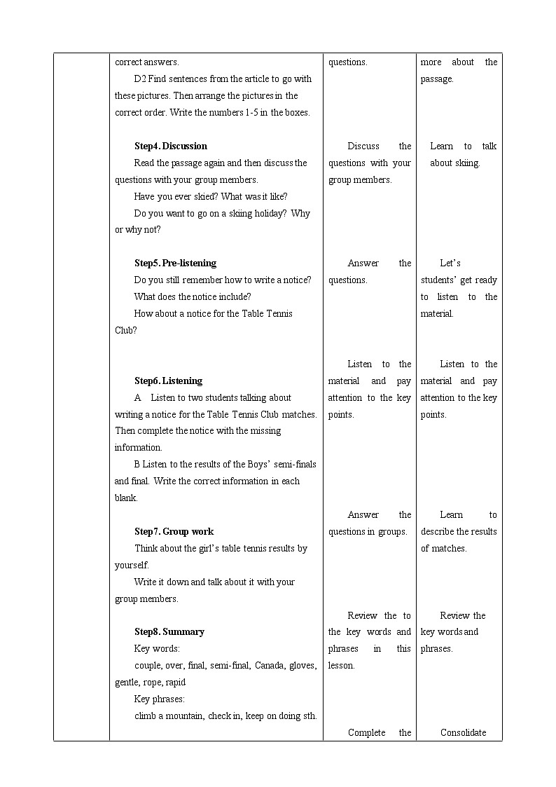 Module 3 Unit 5 Sport Period 2 Reading II & Listening?教案第2頁