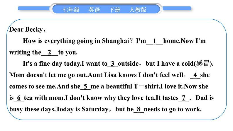 人教版七年级英语下Unit6Section A 阅读能力提升习题课件03