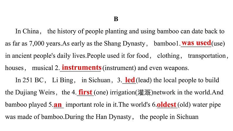 中考英语复习考点强化训练37语法填空精练课件B第5页