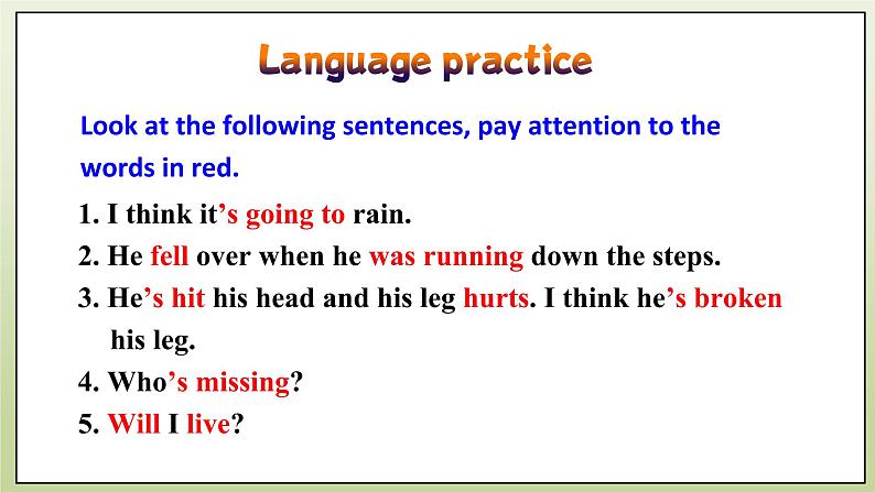 Module 5 Look after yourself Unit 3 Language in use. 课件+音频+练习04