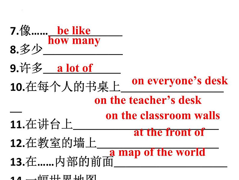 期末重点短语复习课件2022-2023学年外研版英语七年级上册第8页