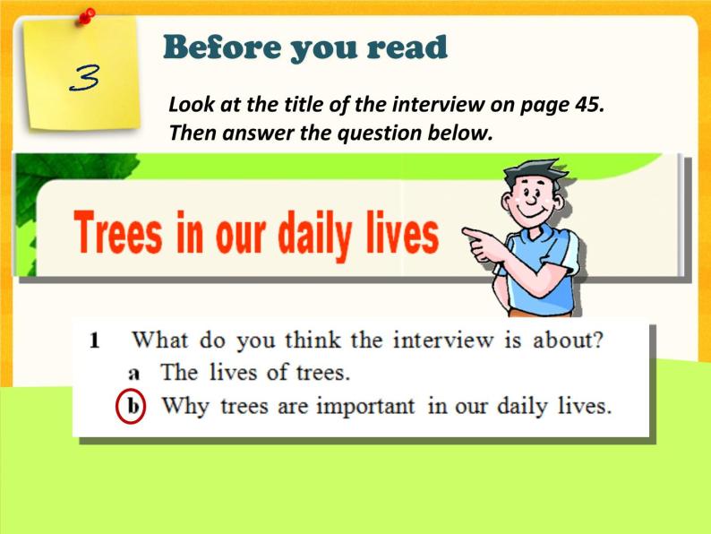 Unit 4 Save the trees-Period Reading 课件07