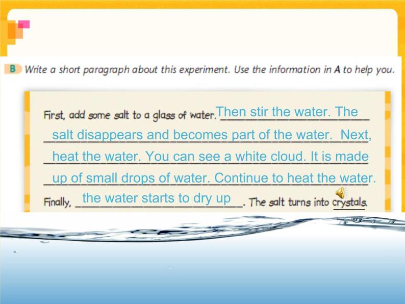 Unit5 Water-Period Writing  Speak up 课件07