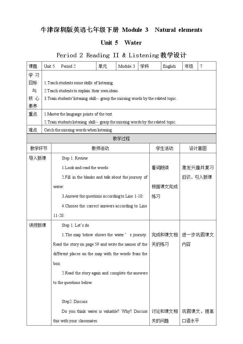 Unit 5 Water Period 2 Reading II & Listening课件 +教案+导学案+素材01