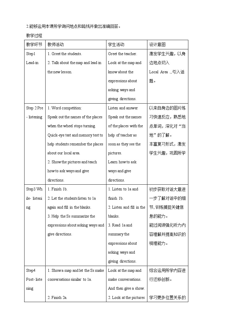 Unit 6 Topic 3 How can I get to the library_ Section A教案第2頁
