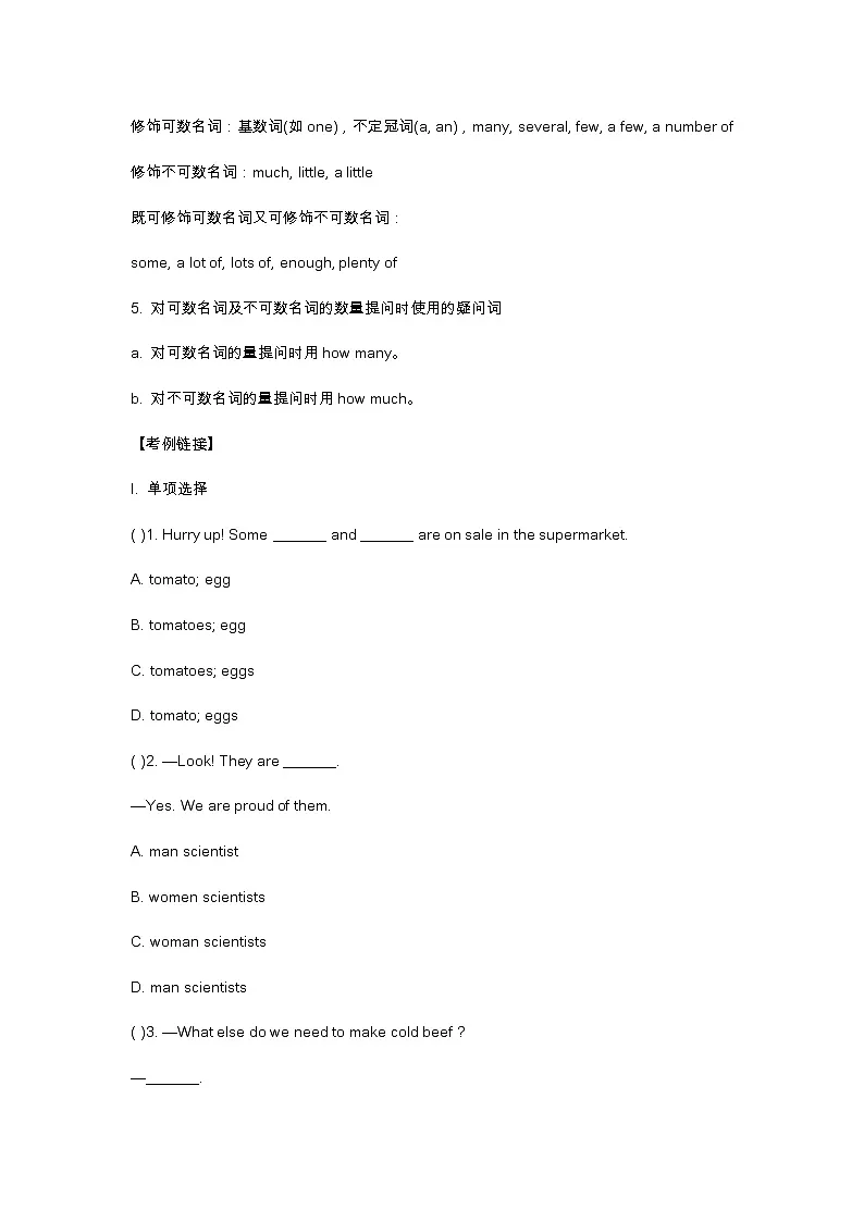 中考一轮复习初中英语语法之名词第3页