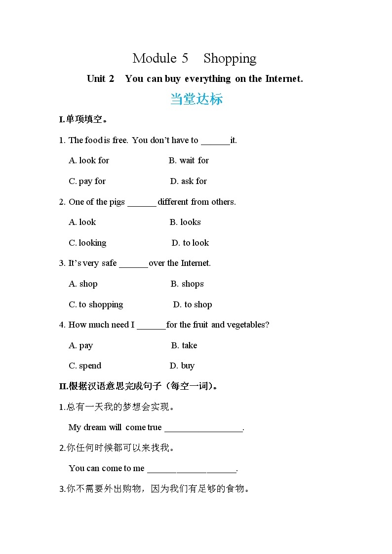 Module 5 Unit 2 You can buy everything on the Internet（课件PPT+教案+练习）01
