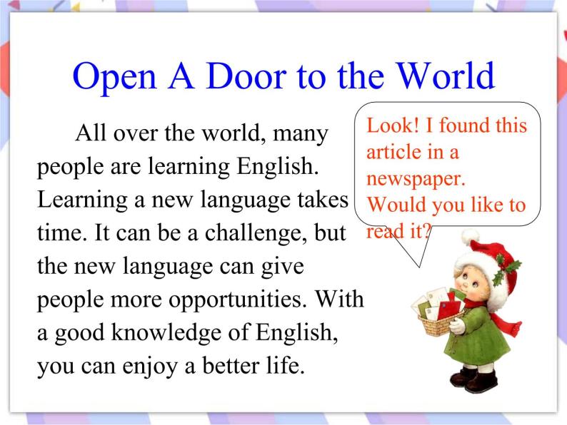 Unit 5 I Love Learning English! Lesson 29 A Door to the World 课件05