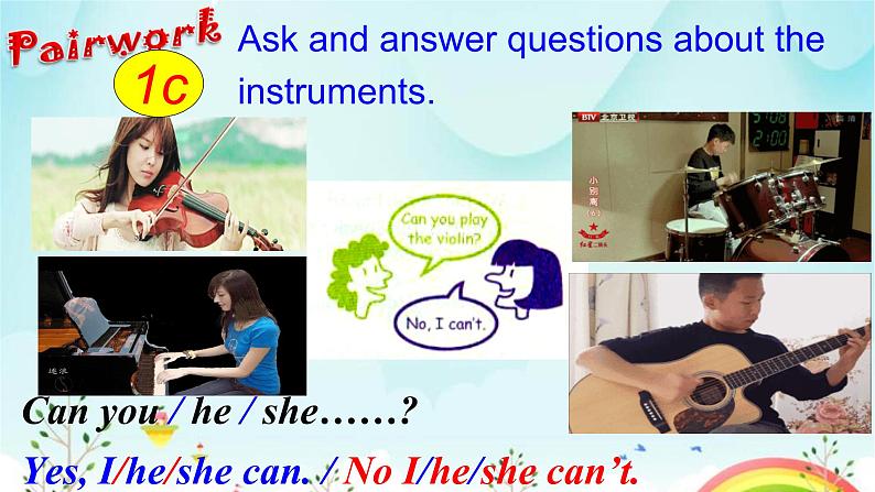 Unit 1 Can you play the guitar Section B (1a-1f) 课件2022-2023学年人教版英语七年级下册第7页
