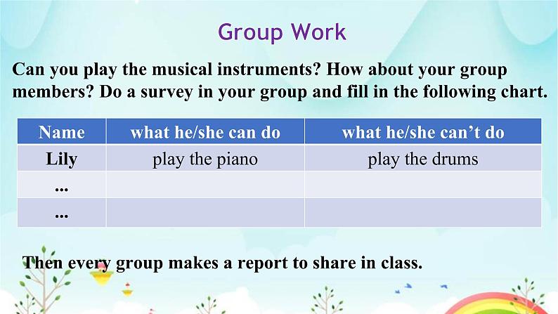 Unit 1 Can you play the guitar Section B (1a-1f) 课件2022-2023学年人教版英语七年级下册第8页