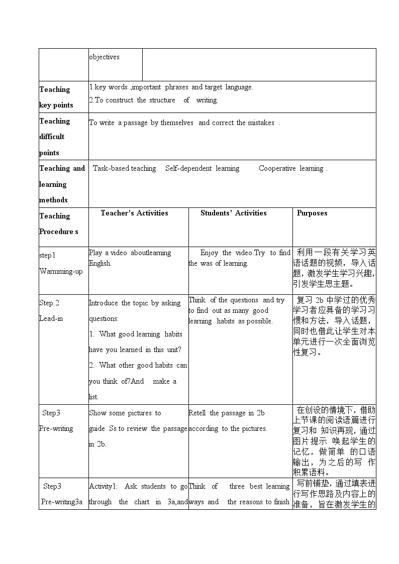 9年级人教版全一册Unit1 How can we become good learners SectionB 教案3第2页