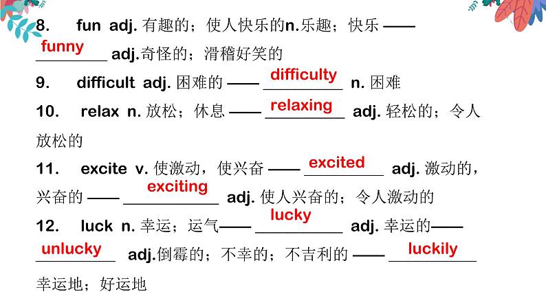 人教版(go for it)中考一轮复习—重点单词变形和练习题课件第3页