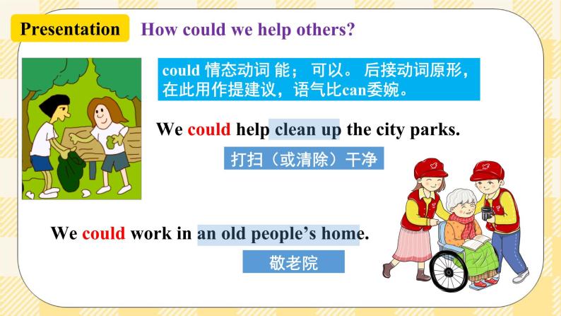 Unit 2 I'll help to clean up the city parks.  SectionA (1a-2c ) (课件+素材)（送导学案）03