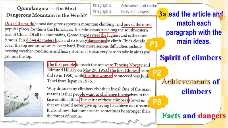 Unit 7 What's the highest mountain in the world？SectionA 3a-3c阅读课件+音视频（送导学案）07