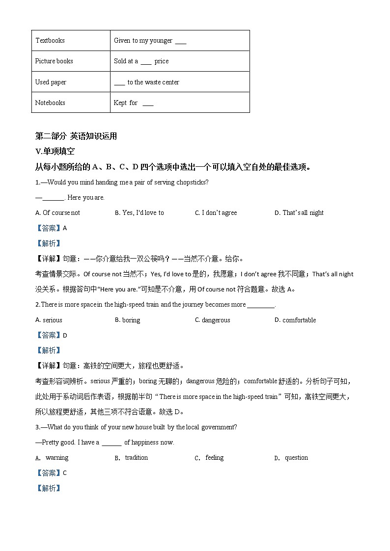 初中英语中考复习 精品解析:安徽省2020年中考英语试题(解析版)第3页