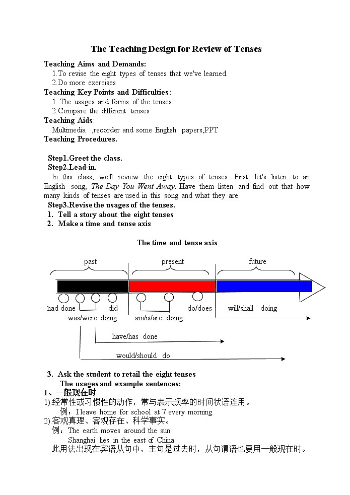 9年级英语人教全一册 英语时态复习 教案第1页