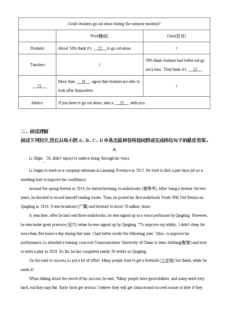 初中英语中考复习 精品解析:山东省德州市2020年中考英语试题(原卷版)03