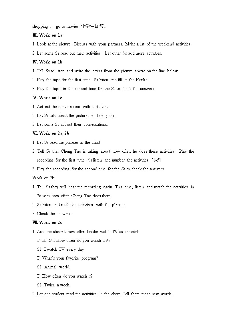 八年级上册英语 Unit 2 How often do you exercise?Section A 教案902
