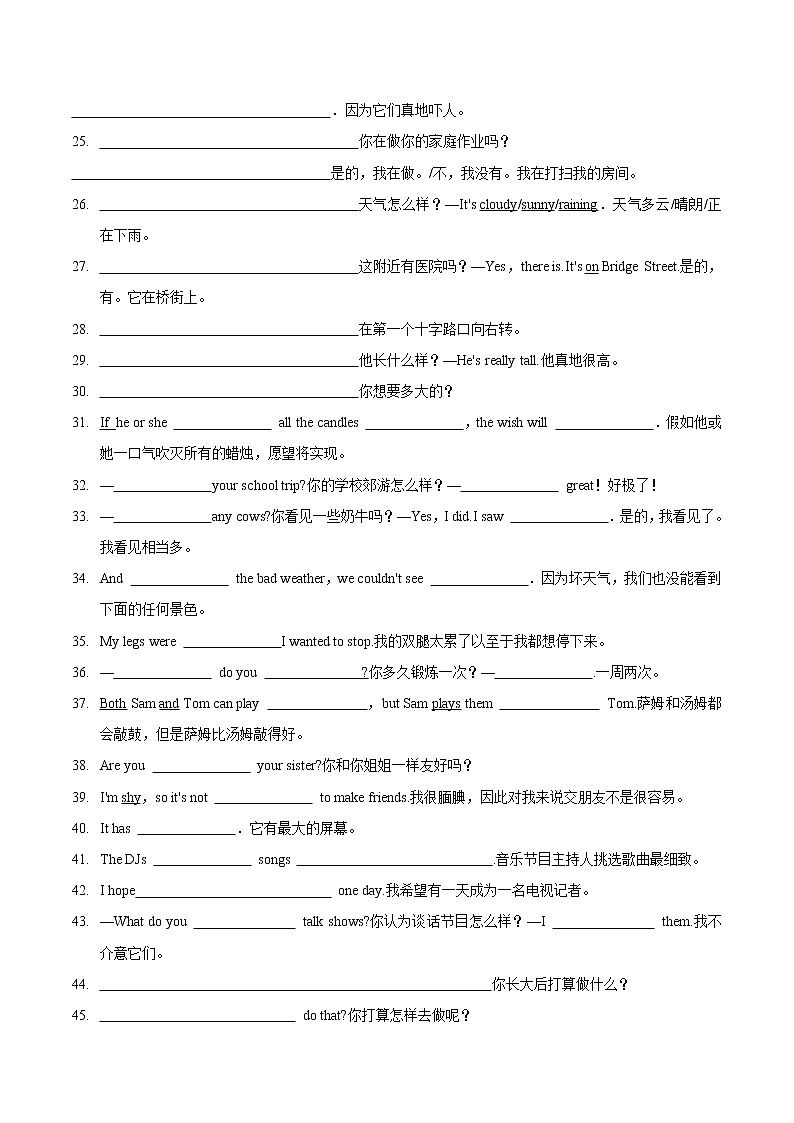 初中英语中考复习 专题04 重点句子归纳(测试版)02