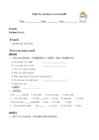 初中英语人教新目标 (Go for it) 版七年级上册Section B学案设计