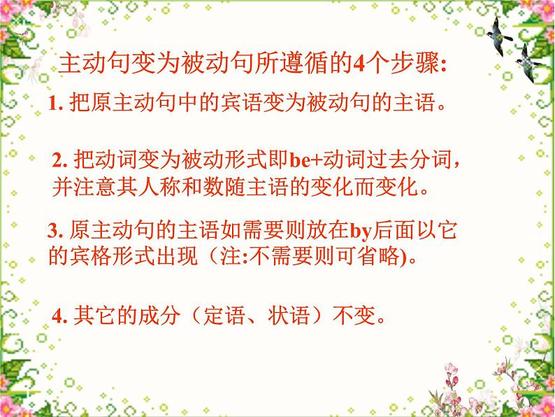中考复习人教版 主动语态变被动语态句型的方法 课件第3页