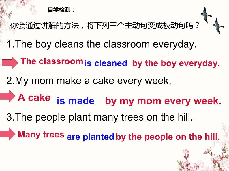 中考复习人教版 主动语态变被动语态句型的方法 课件第5页