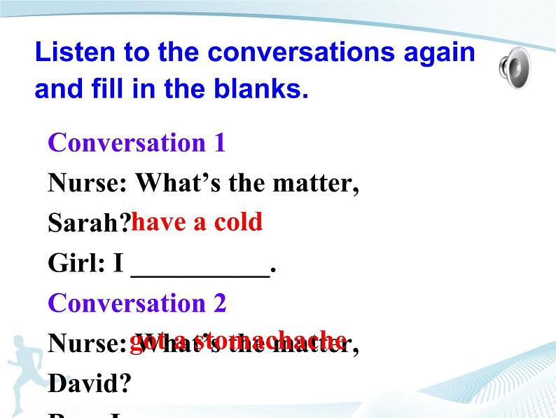八年级英语人教版下册 Unit 1 What's the matter. Section A 课件08